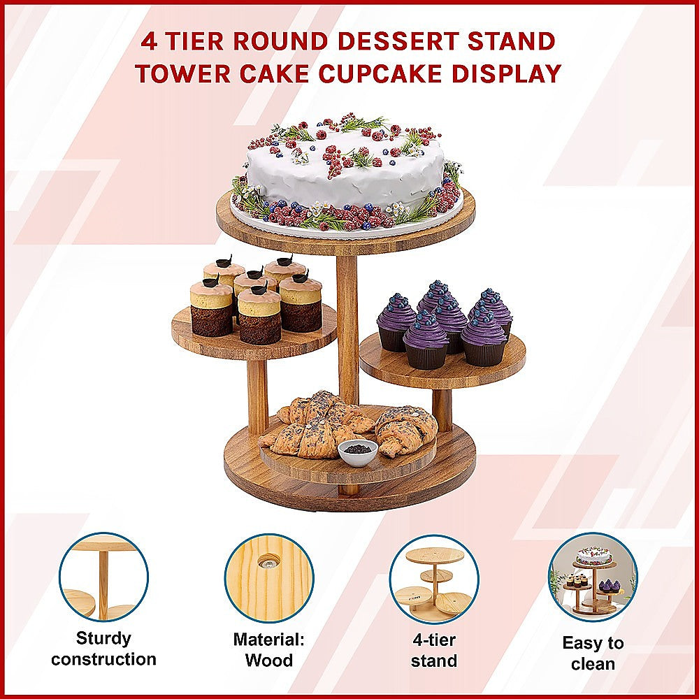 4 Tier Round Dessert Stand Tower Cake Cupcake Display