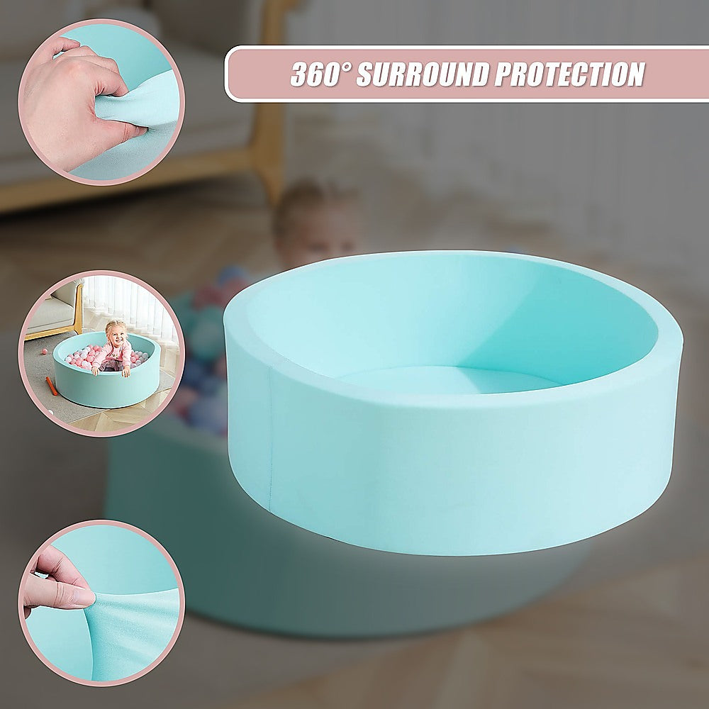 Round Ball Pit Playpen Enclosure – Safe Blue Play Area for Babies and Toddlers, Indoor or Outdoor