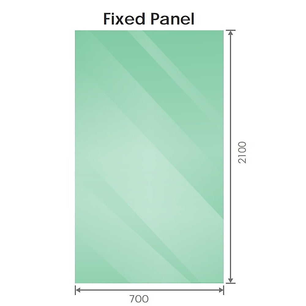 70x210cm Single Shower Glass Screen with White Wall & Floor F Brackets