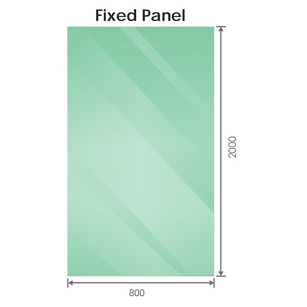 80x200cm Single Shower Glass Screen with White Wall & Floor F Brackets
