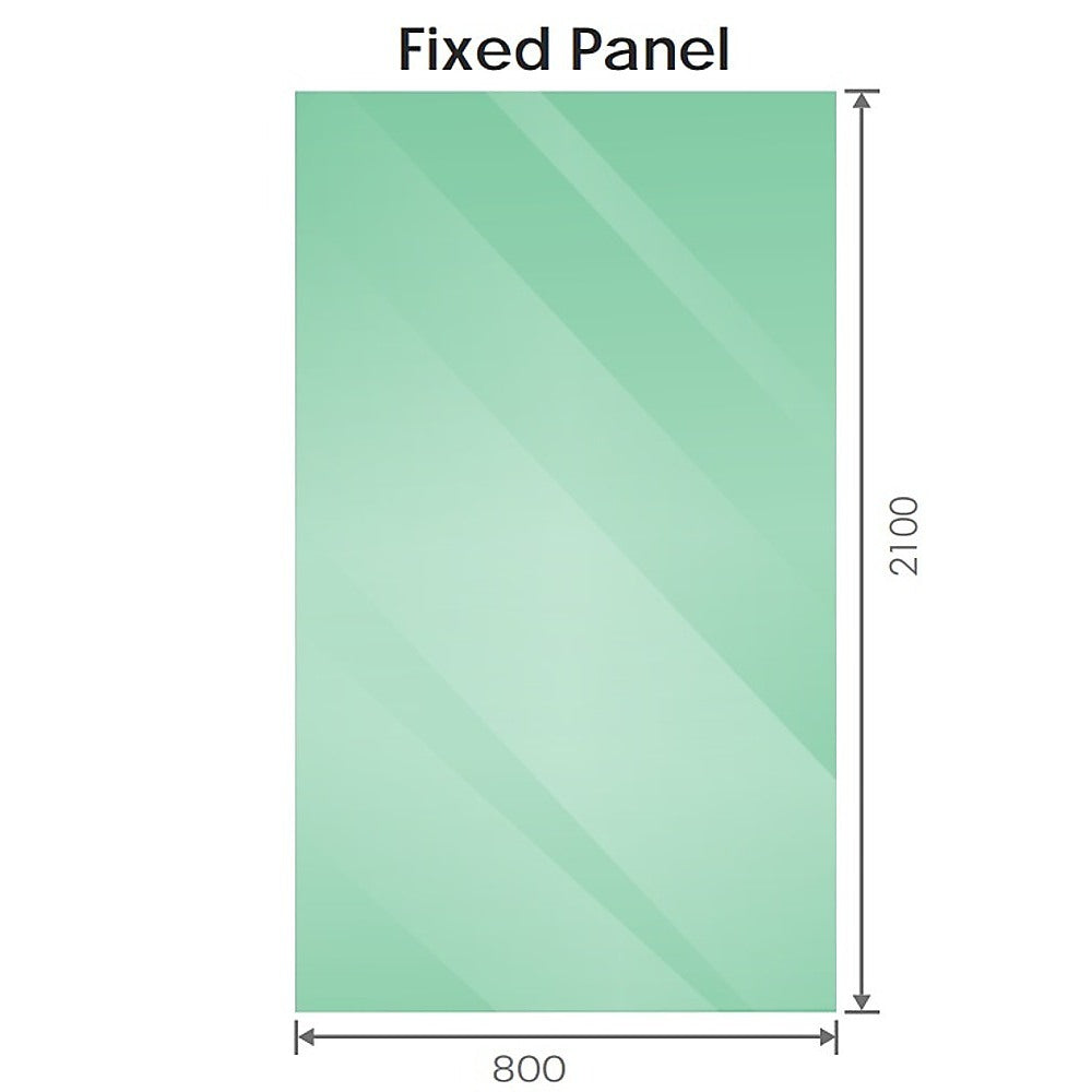 80x210cm Single Shower Glass Screen with White Wall & Floor F Brackets