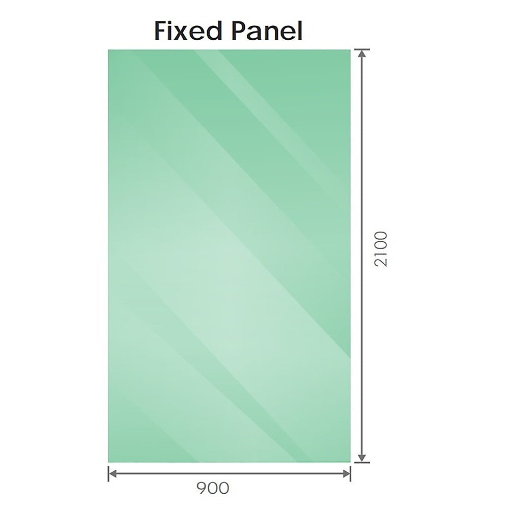 90x210cm Single Shower Glass Screen with White Wall & Floor F Brackets