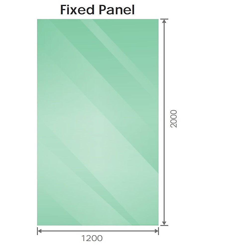 100x200cm Glass Shower Screen with Nickel Wall U-Brackets