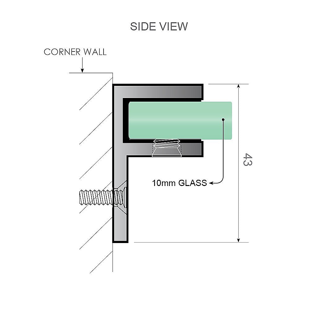 110x200cm Single Shower Glass Screen with White Wall & Floor F Brackets
