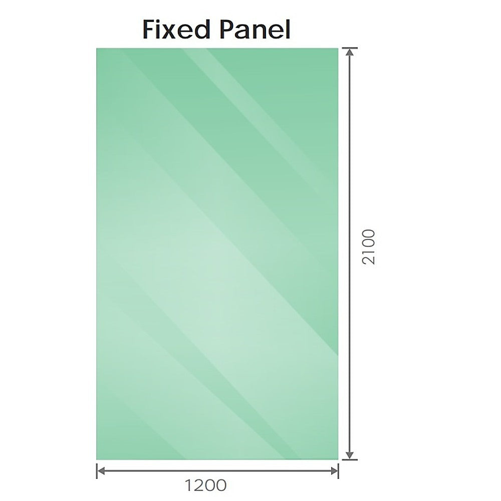 120x210cm Single Shower Glass Screen with White Wall & Floor F Brackets
