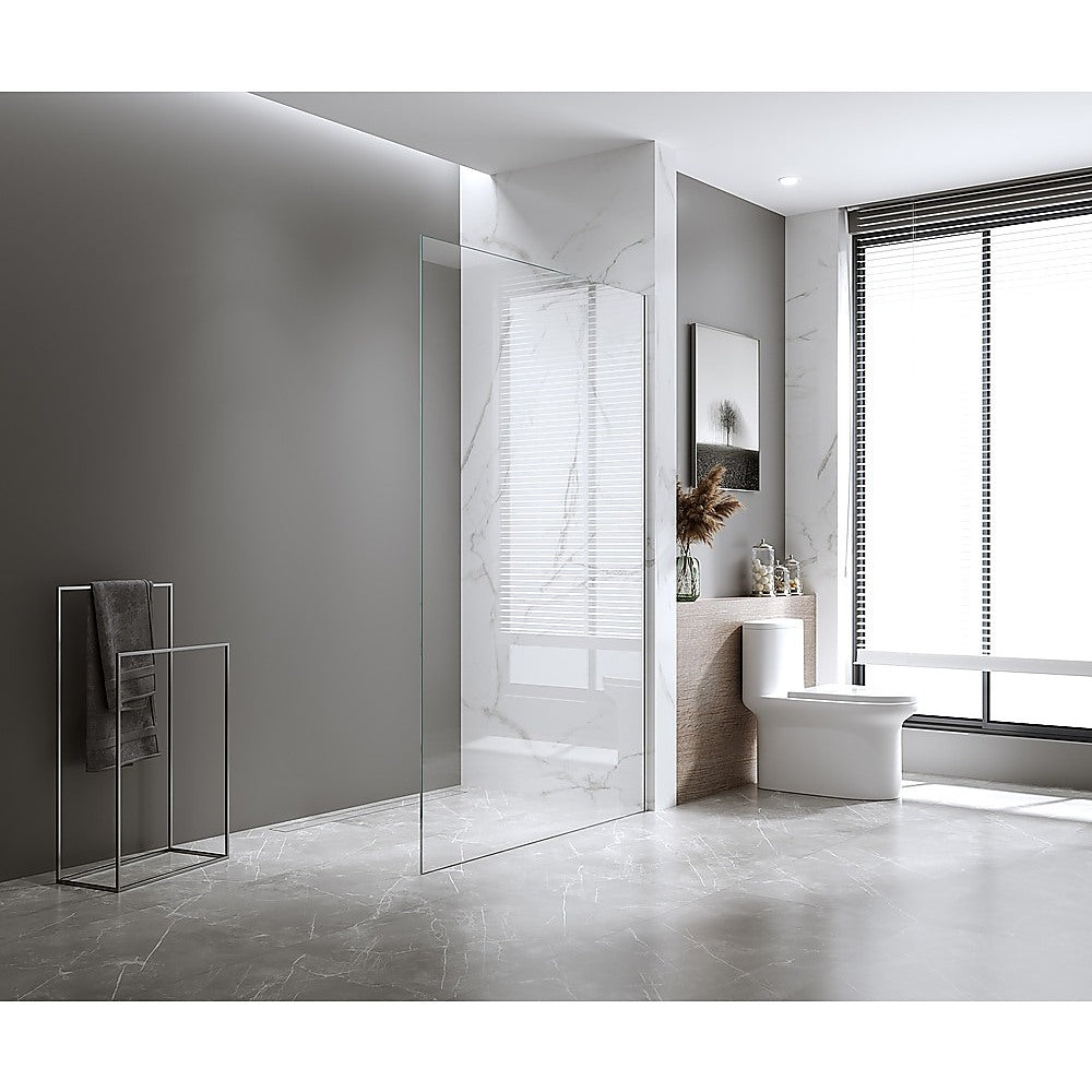 100x210cm Glass Shower Screen with Black Wall & Floor Channel