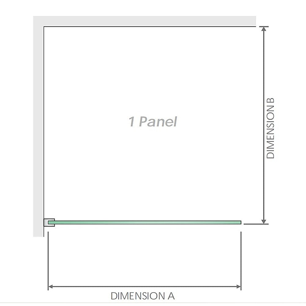 100x210cm Glass Shower Screen with Black Wall & Floor Channel