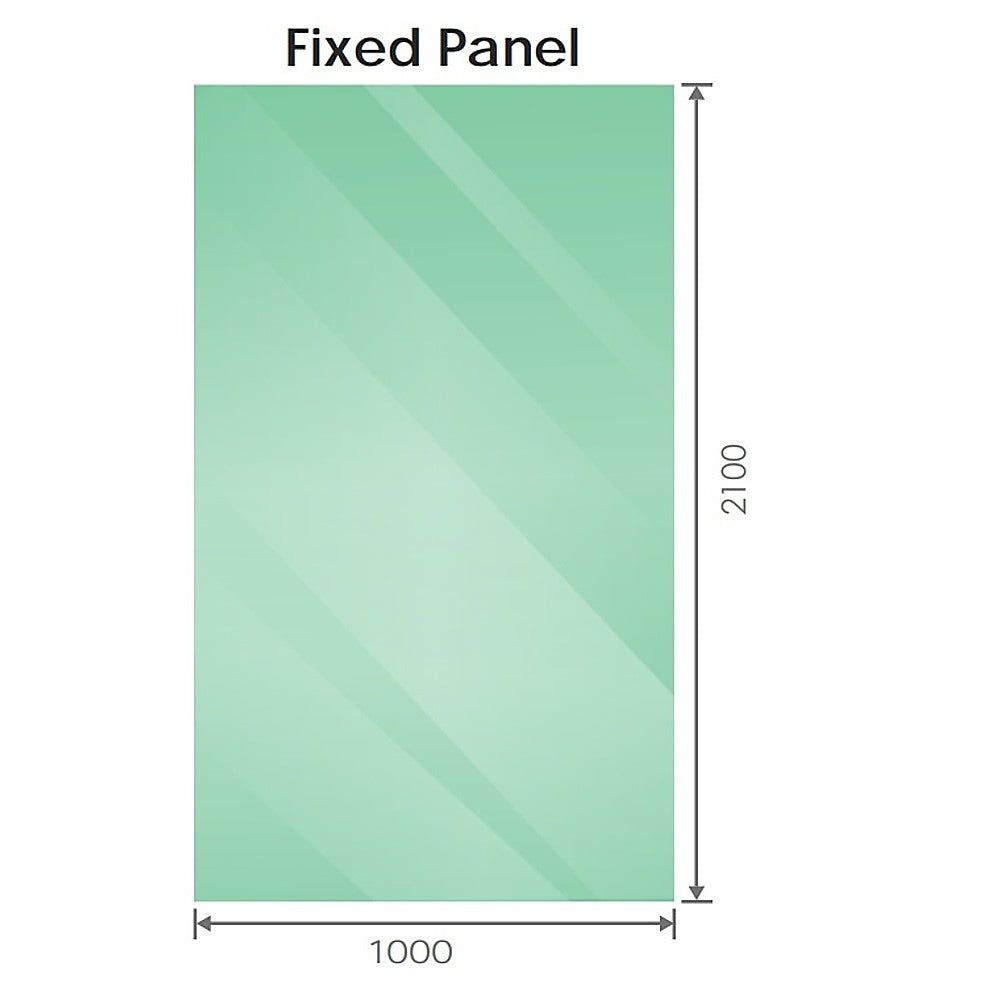 100x210cm Glass Shower Screen with Black Wall & Floor Channel