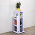 Rotating Castle Bookcase White Kids Bookshelf Rack Wooden Display Shelf