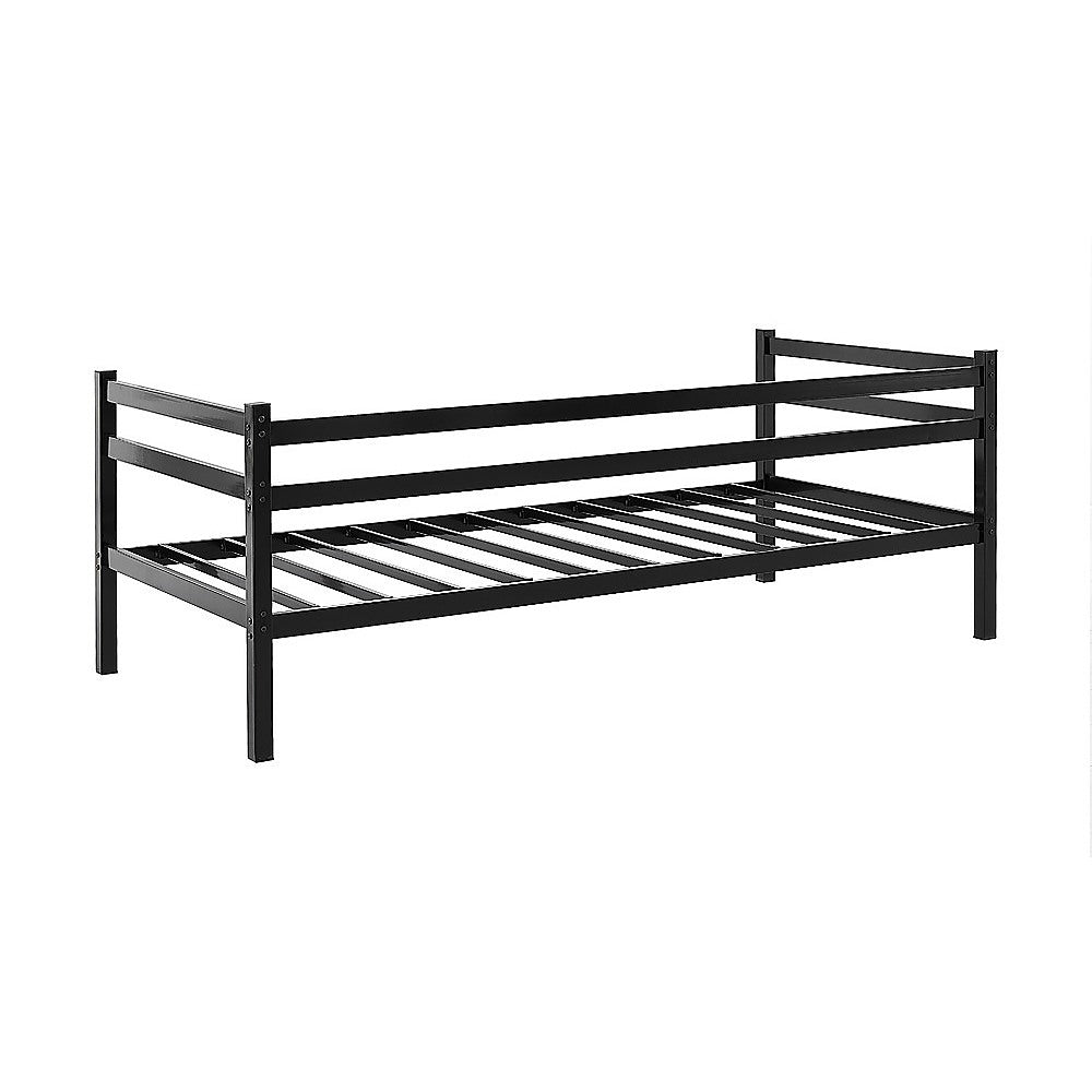 Single Daybed Metal Frame Sofa Premium Black Day Bed Steel Support