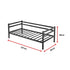 Single Daybed Metal Frame Sofa Premium Black Day Bed Steel Support