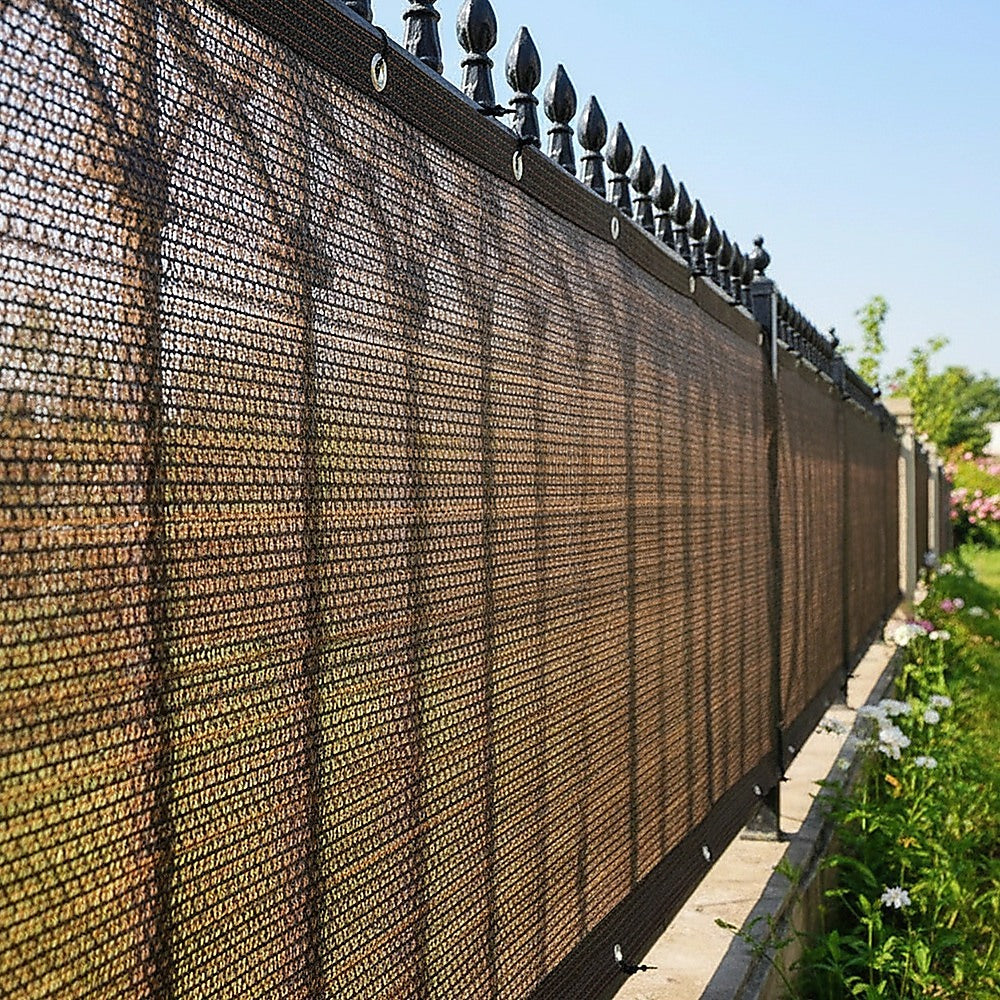 20m x 2m Fence Windscreen Privacy Screen Shade Cover Coffee Fabric Mesh Garden