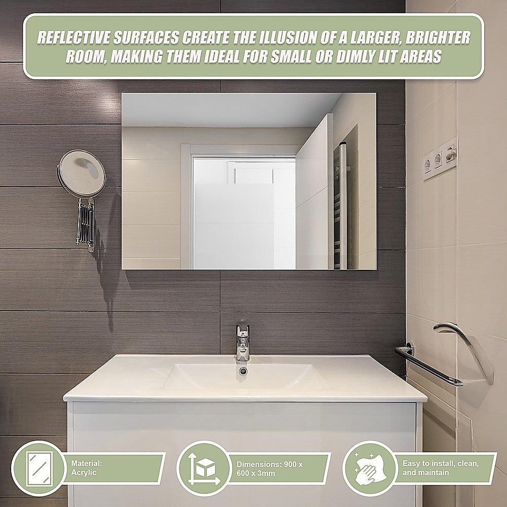 MIRROR Acrylic Sheet Perspex Sheet Panel 2pc/set 900mm x 600mm x 3mm