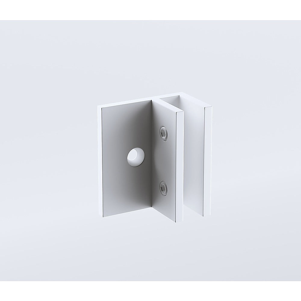 90cm Wall to Wall Frameless Shower Screen with White Brackets and SS Hinges - Wall F-Brackets