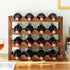 Bamboo Wine Rack Free Standing 15 Bottles with 6 Glasses Holder Storage in Brown
