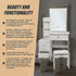 Dressing Table LED Makeup Mirror Stool Set Vanity Desk With Drawer Lighted
