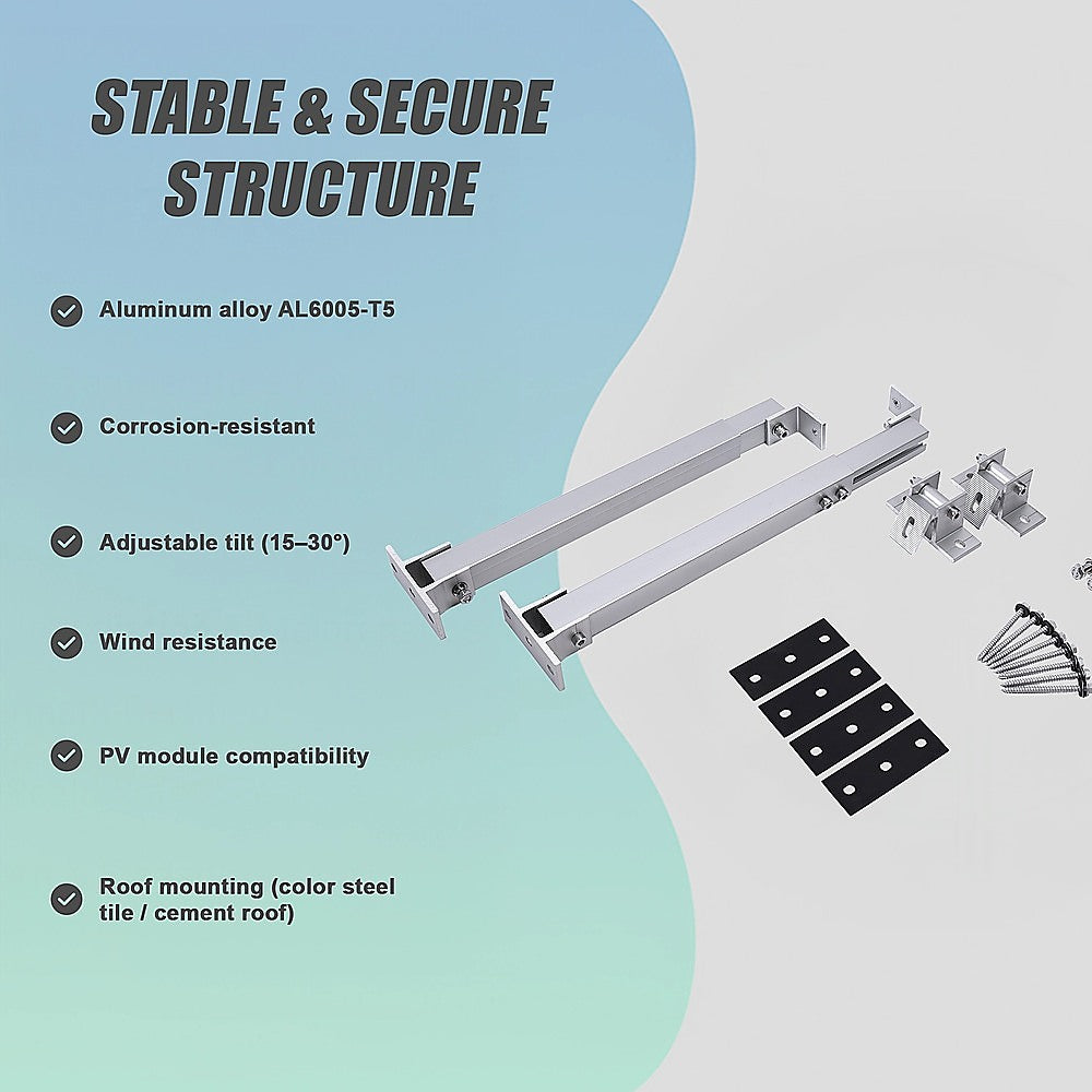 Adjustable Solar Panel Tilt Mount Brackets Kit – Roof, Ground & Boat Mounting System for Secure Installation