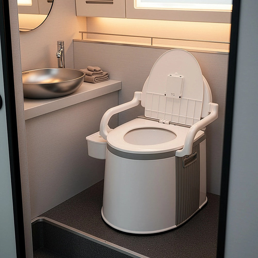 19L Camping Portable Toilet – Outdoor & Indoor Travel Commode Potty with Built-In Tissue Box