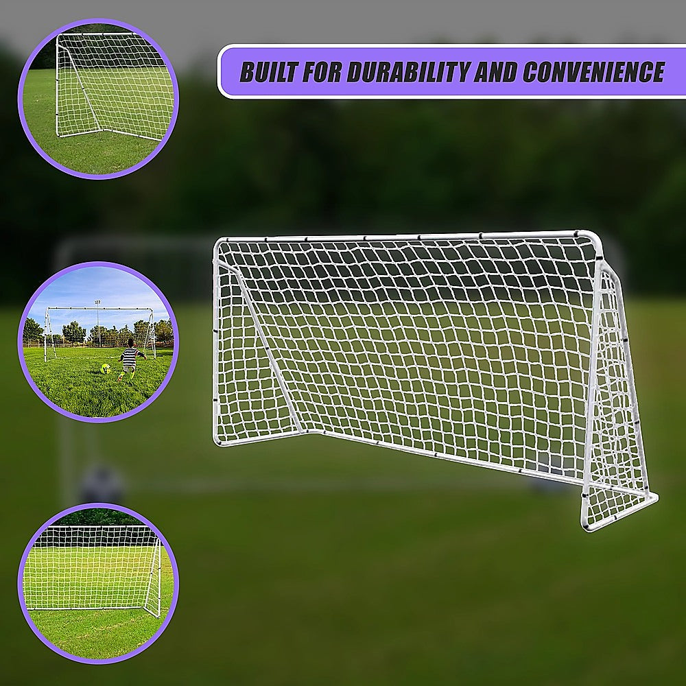 3.6m x 1.8m Portable Soccer Goal Net Steel Post Frame Backyard Football Training Set