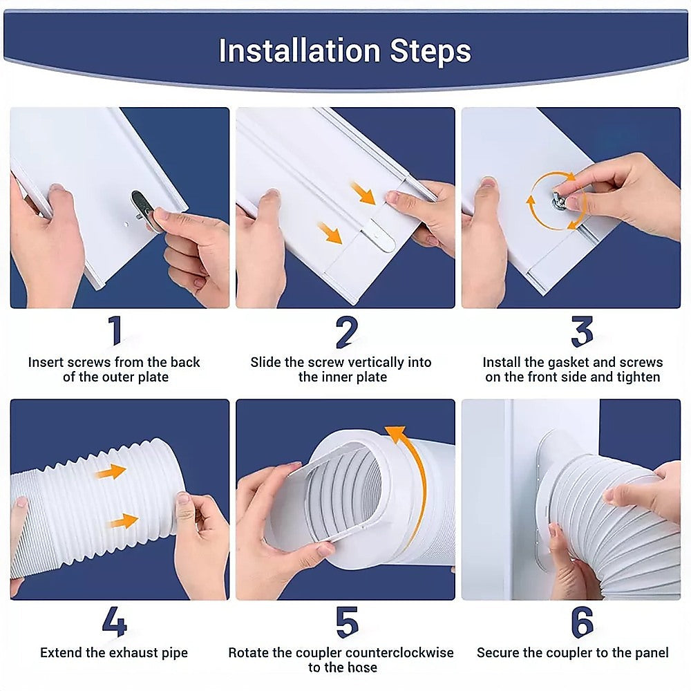 Portable Air Conditioner Window Kit – Exhaust Hose Adaptor Pipe & Slide Plate