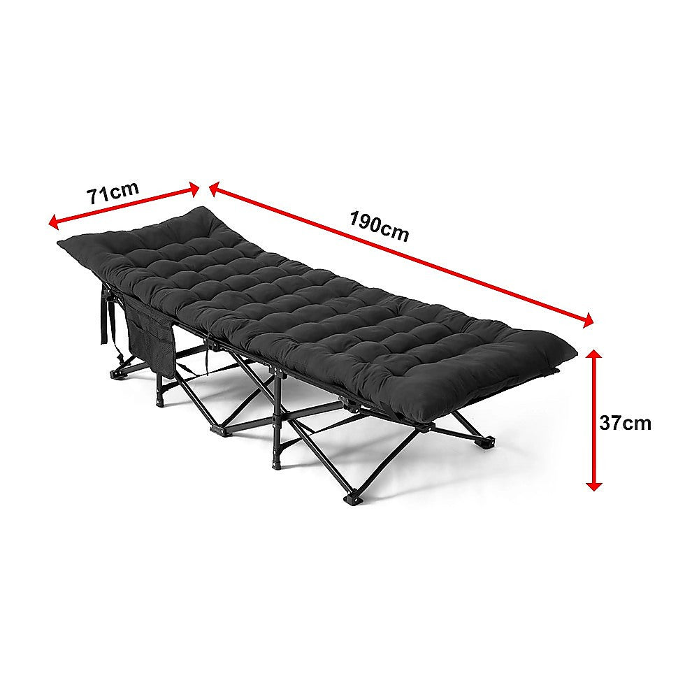 Camping Bed Elevated Cot with Mattress Foldable Outdoor Adult Sleeping