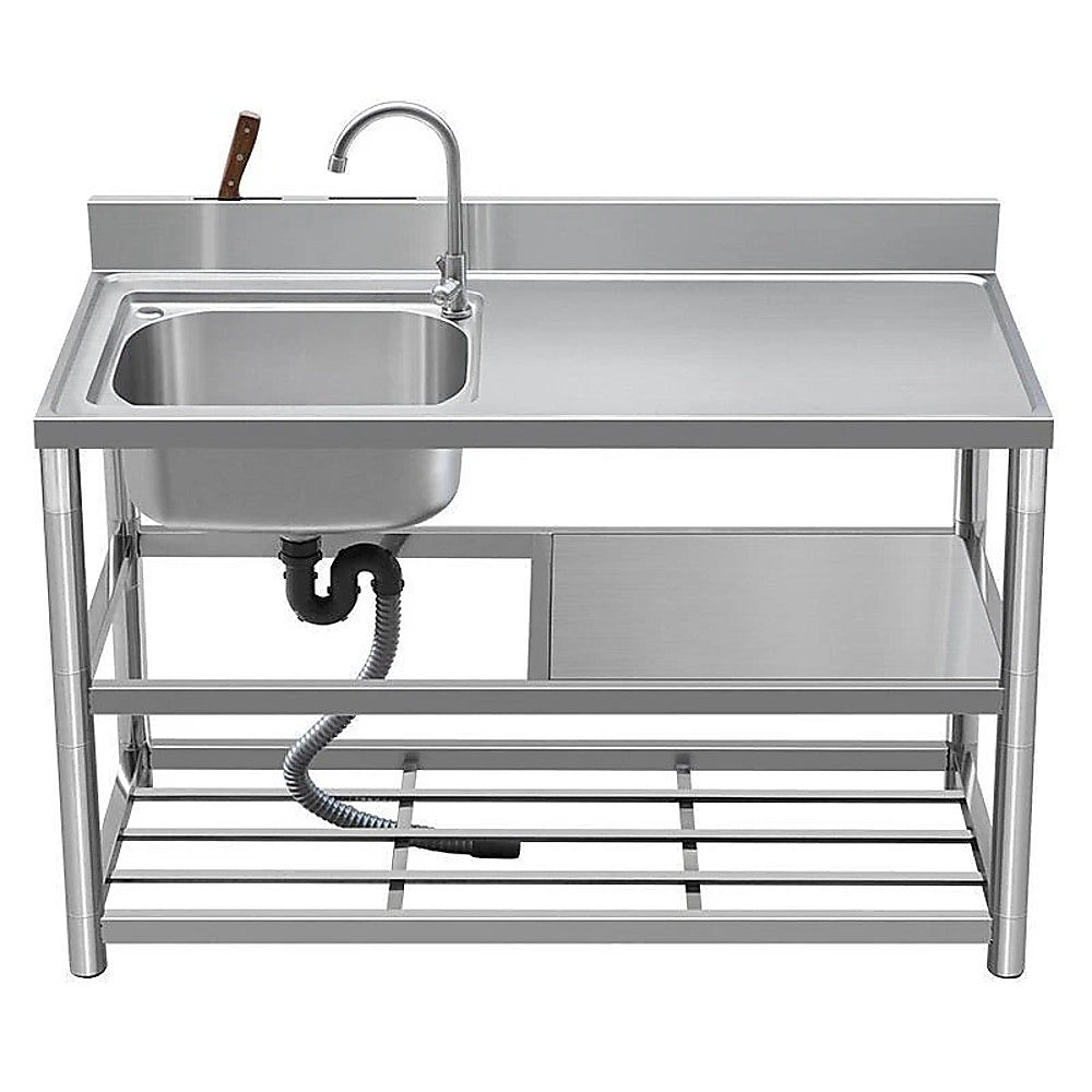 Freestanding Stainless Steel Kitchen Sink 120x50x80cm – Commercial Utility Wash Basin