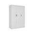 3 Door White Wardrobe – Gold Handles, Hanging Rail & Shelves