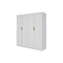 4 Door White Wardrobe Cabinet – Hanging Rail, Shelves & Gold Handles
