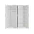 4 Door White Wardrobe Cabinet – Hanging Rail, Shelves & Gold Handles
