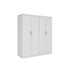 4 Door White Wardrobe Cabinet – Hanging Rail, Shelves & Gold Handles