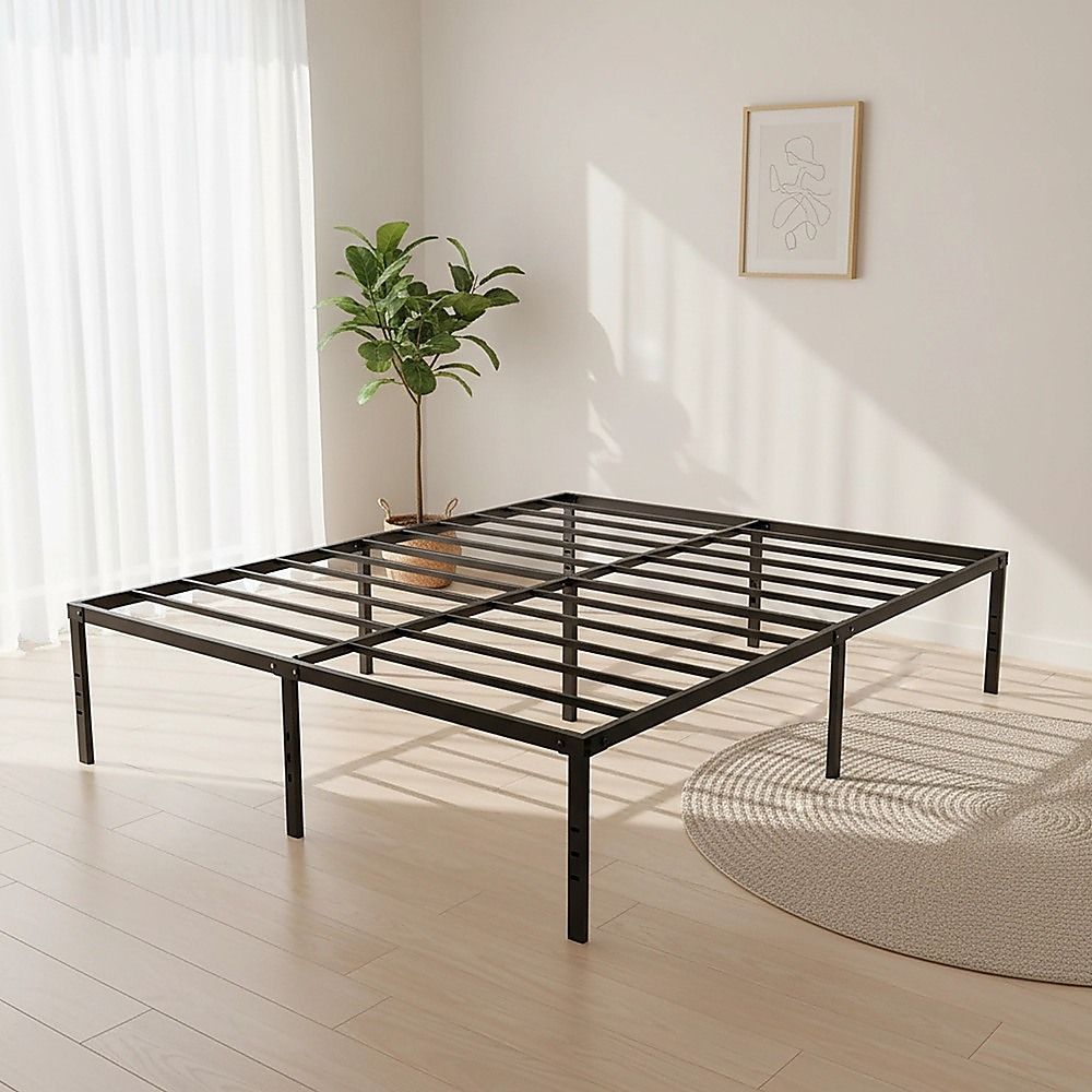 Queen Metal Bed Frame 45cm High Full Steel Base Platform For Stable Bedroom Support