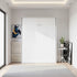 Double Wall Bed in White Gloss – Space Saving Murphy Bed Kit with Silver Door Handle