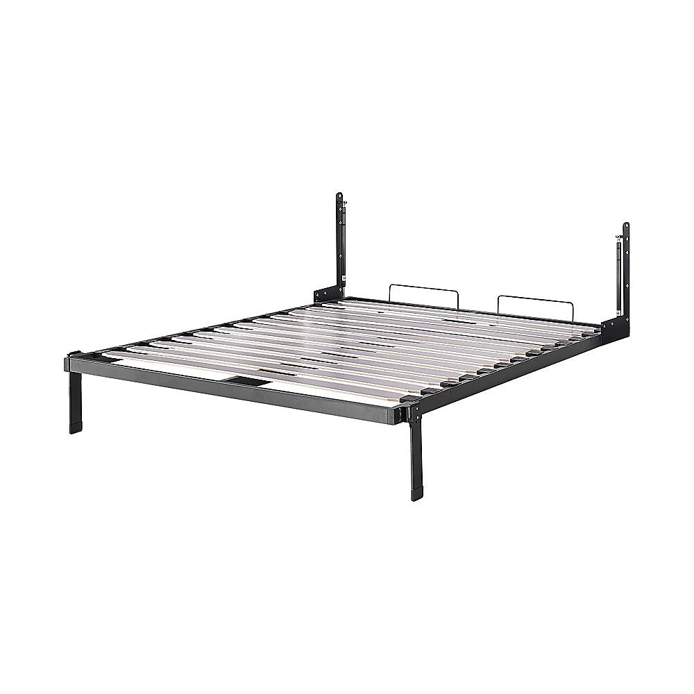 Double Wall Bed in White – Space Saving Murphy Bed Kit with Silver Door Handle