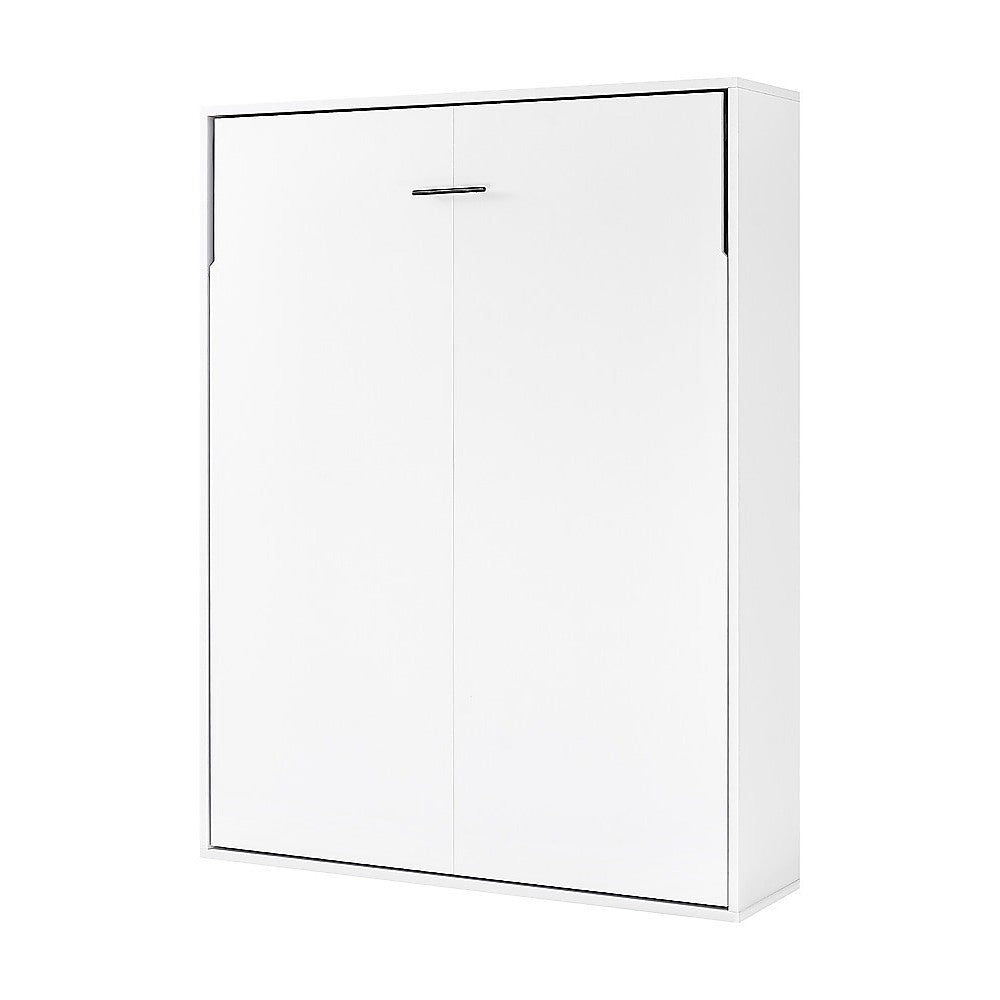 Double Wall Bed in White – Space Saving Murphy Bed Kit with Gold Door Handle