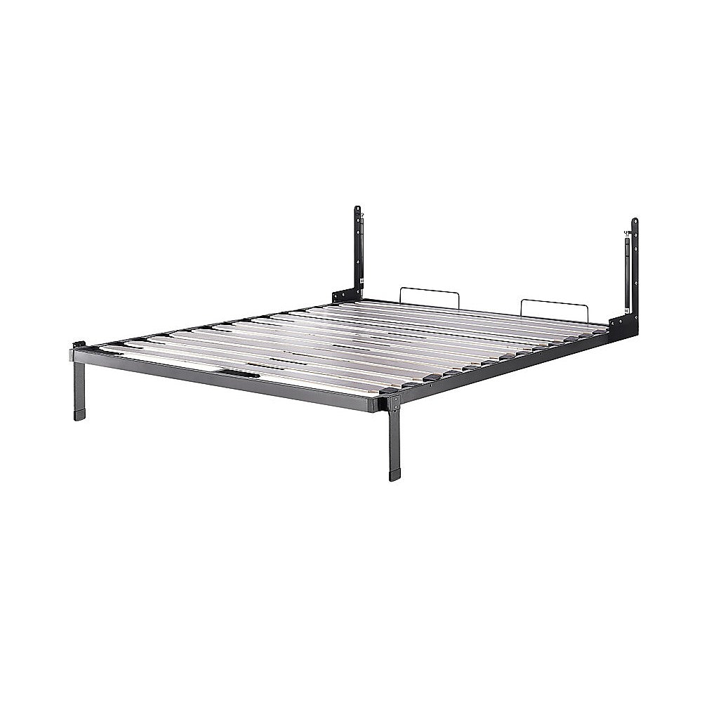 Queen Wall Bed in White Gloss – Space Saving Murphy Bed Kit with Black Door Handle