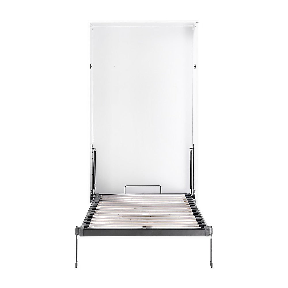 Single Wall Bed in White – Space Saving Murphy Bed Kit with Gold Door Handle