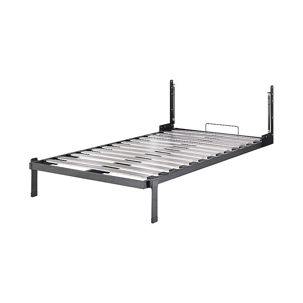 King-single Wall Bed in White – Space Saving Murphy Bed Kit with Silver Door Handle