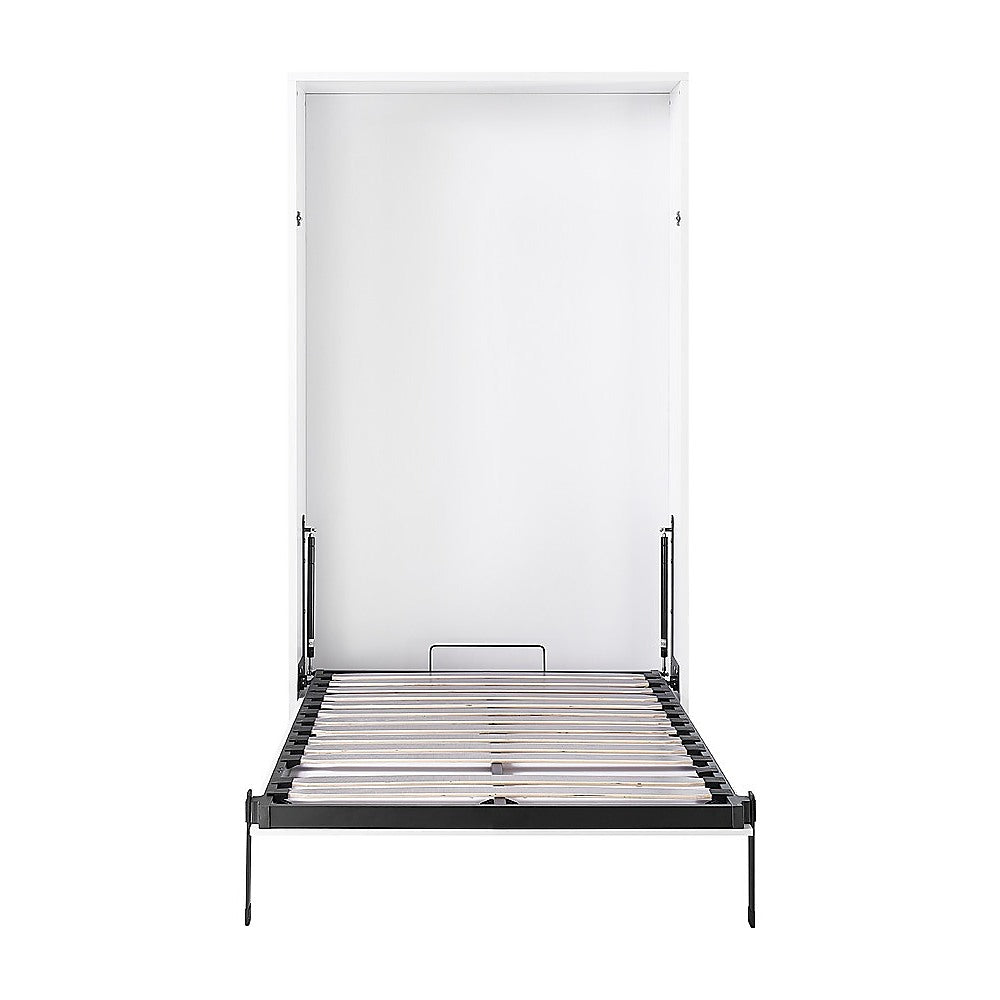King-single Wall Bed in White – Space Saving Murphy Bed Kit with Gold Door Handle