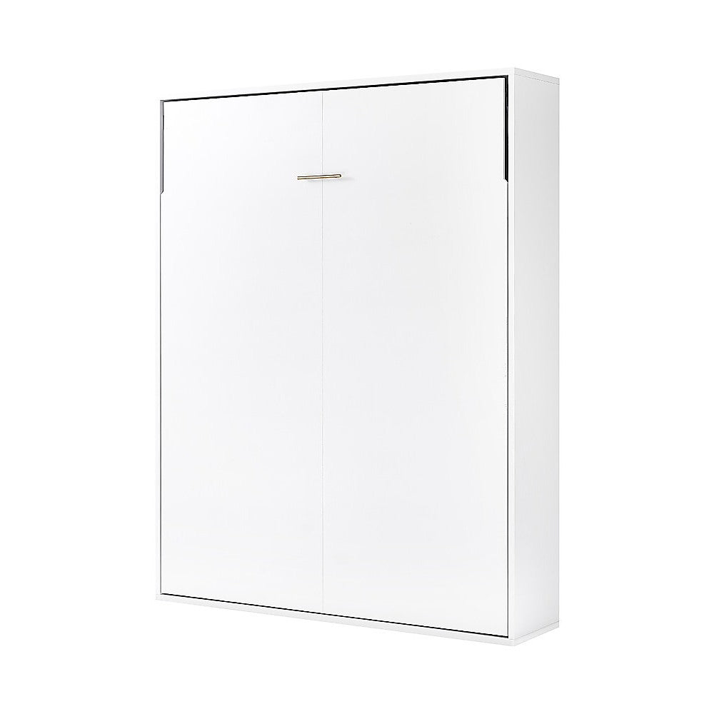 Queen Wall Bed in White – Space Saving Murphy Bed Kit with Silver Door Handle