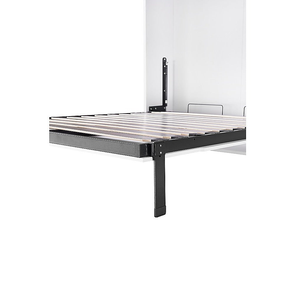 Queen Wall Bed in White – Space Saving Murphy Bed Kit with Gold Door Handle