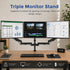 Triple Monitor Mount Stand – Desk Clamp with 3 Adjustable Arms for Multi-Screen Setup