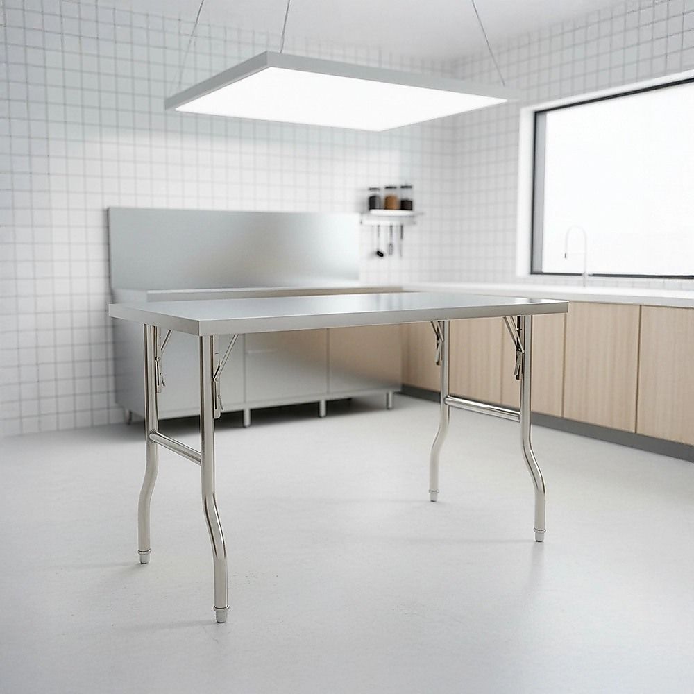Stainless Steel Kitchen Bench Folding Commercial Prep Work Table 122x61cm
