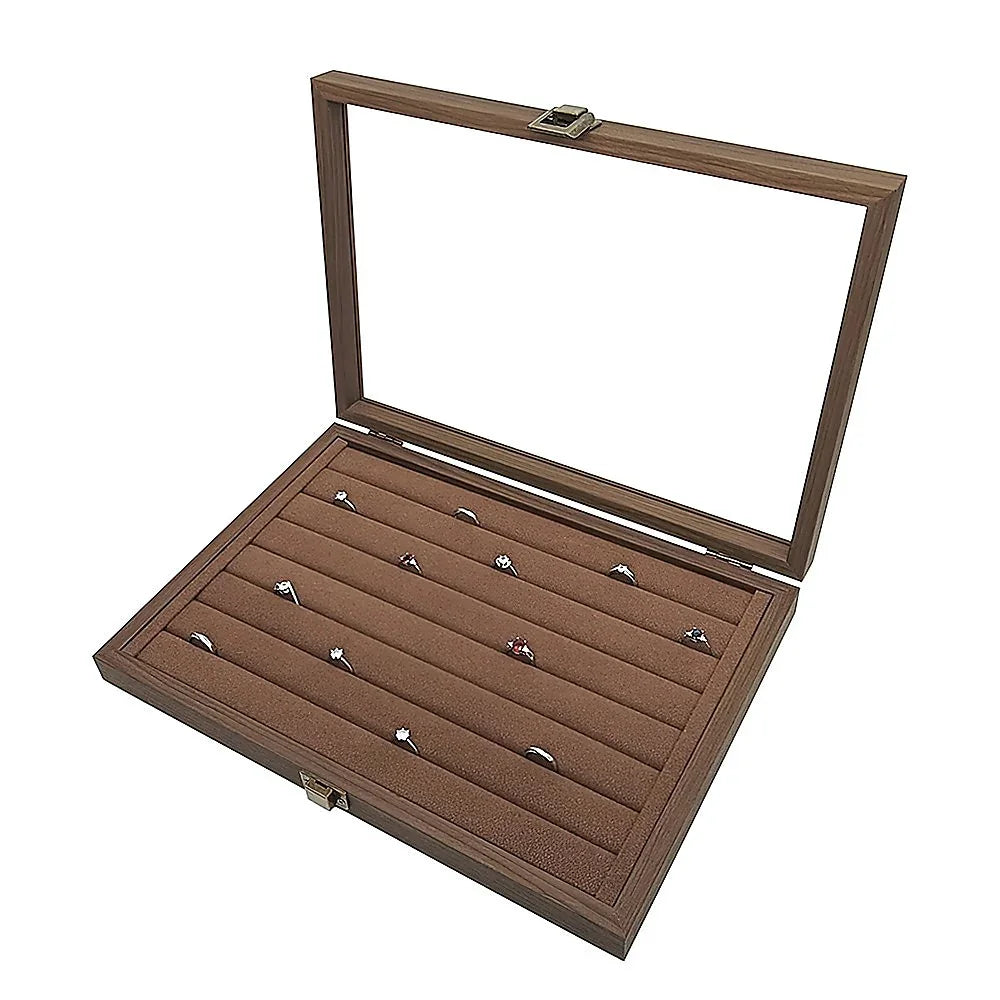 Wooden Jewellery Storage Box – Organiser Case for Rings, Earrings & Accessories