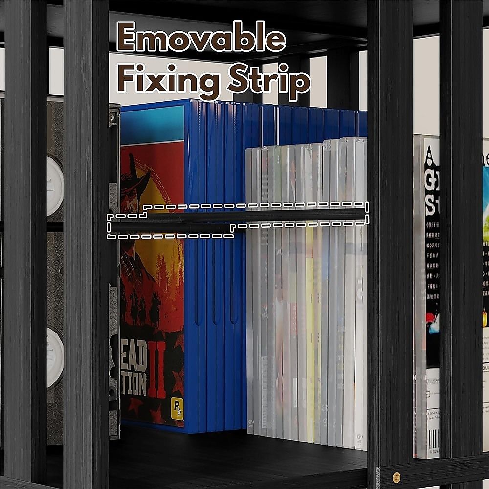 360 Rotating Bamboo Bookshelf Black Storage Display Rack with 6 Shelves