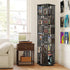 360 Rotating Bookshelf Bamboo Storage Display Rack Shelving in Black