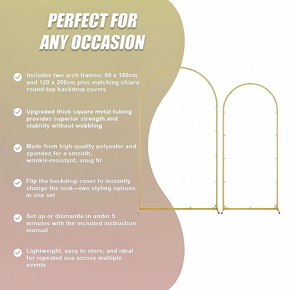 Arch Backdrop Stand with White & Yellow Cover Set for Weddings Events