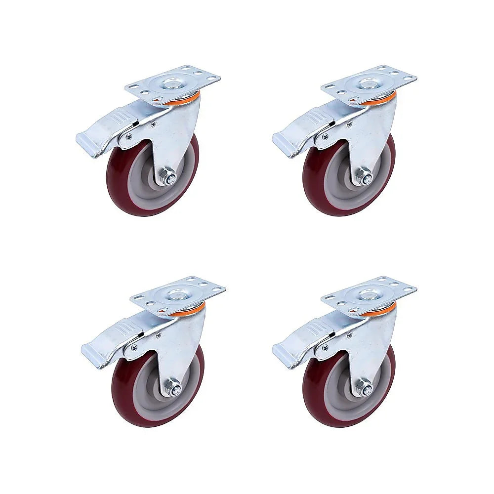 4 Pack 5 Inch Heavy Duty Locking Caster Wheels Swivel Plate Castors