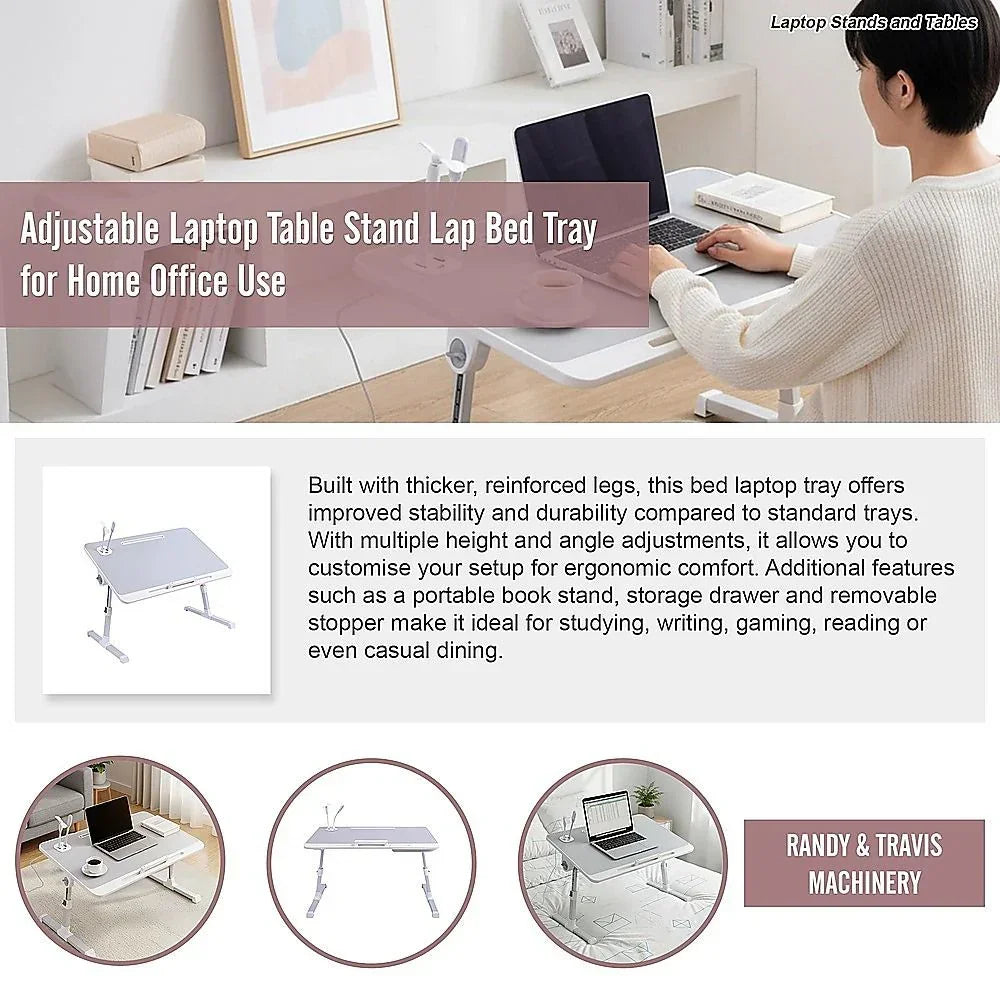 Adjustable Laptop Table Stand Lap Bed Tray for Home Office Use