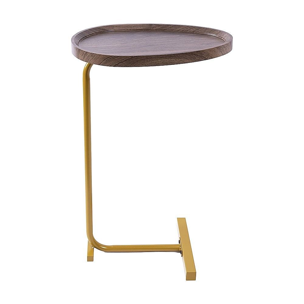 Modern Oval Side Table Gold Base Sofa End Table