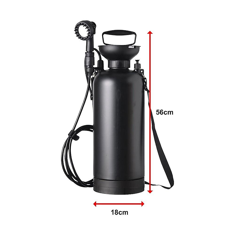 Portable 12L Camping Shower with 10 Spray Modes and Lock Switch, Black